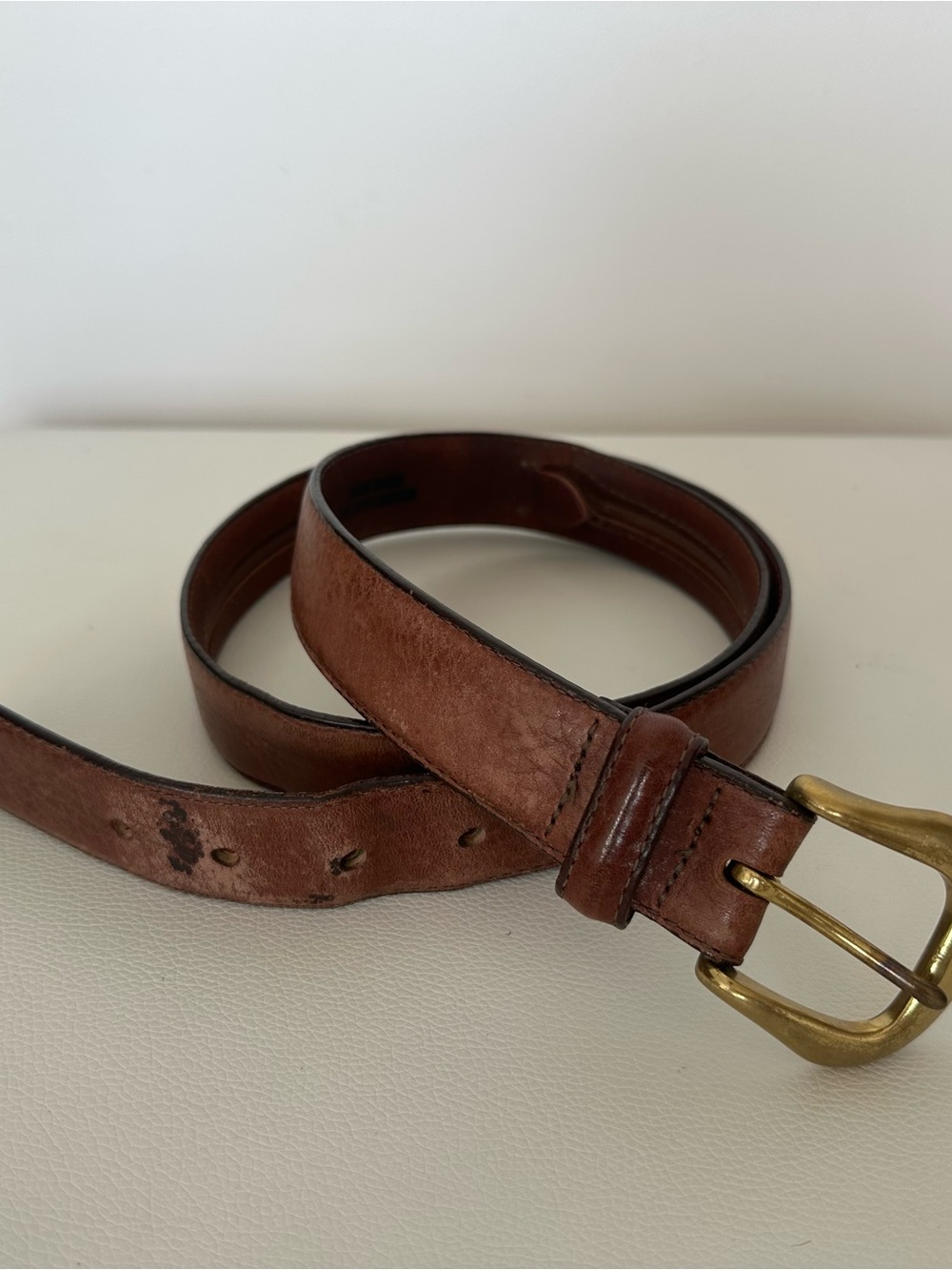 Vintage L.L.Bean Genuine Leather Hidden Money Belt Brown Size 40